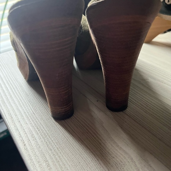 Vintage Nike G Series Olive Green Suede slip on slide Heel boho artsy Mule Sz 8B - Picture 7 of 15